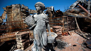 The remains of a home near Strawn, Texas,. Authorities have responded to 7,807 fires  since wildfire season began.