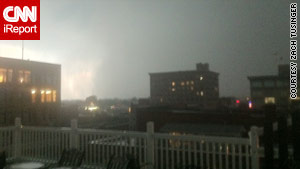 Zach Tusinger took this photo from the roof of his downtown loft as the tornado approached Joplin.