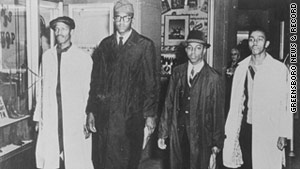 David Richmond (from left), Franklin McCain, Ezell Blair Jr. (now Jibreel Khazan) and Joseph McNeil after their 1960 protest.