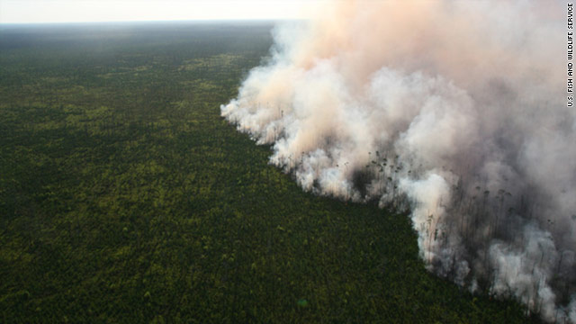 The Honey Prairie fire united with the Paxton Road fire Tuesday, the U.S. Forest Service said.
