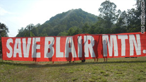 Protesters opposed to mountaintop removal coal mining reach their destination at the top of Blair Mountain last week.