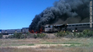 Smoke billows from the accident scene near Reno, Nevada, on Friday.