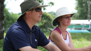 Tourists Scott Hoffot and his wife, Colleen, are doing "more touristy" things to beat the heat while in Minneapolis.