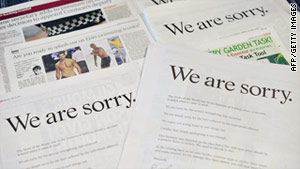 News Corp CEO Rupert Murdoch released apology ads in British newspapers.