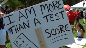 One of the goals of the march was to protest the use of standardized tests.