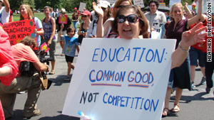 About 5,000 educators, parents and students gathered at the Save Our Schools march.