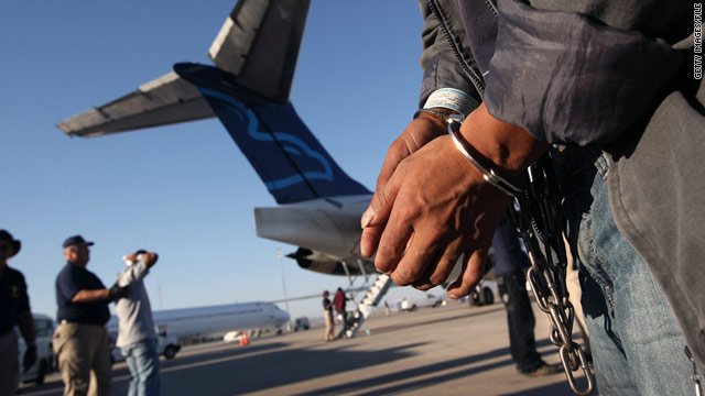 An undocumented Guatemalan immigrant prepares to board a flight in Mesa, Arizona.