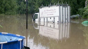 Several roads were under water Monday morning, stranding motorists in Baltimore, Maryland.