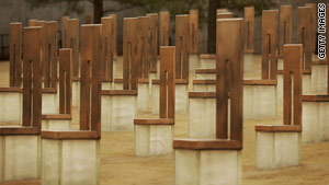 The Oklahoma City Memorial features a group of chairs, large and small, representing those killed in the 1995 attack.