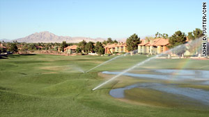 Fountains on the strip aren't the big problem, the local water authority says. Grass is.