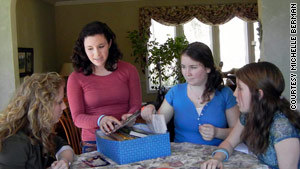 Megan Schuster, left,  interviewed Corinne, Casey and Amy Hargrave at their New Jersey home in March.