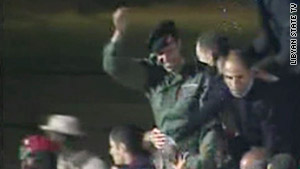 Khamis Gadhafi, son of Libyan leader Moammar Gadhafi, was seen on live Libyan state TV Monday night.
