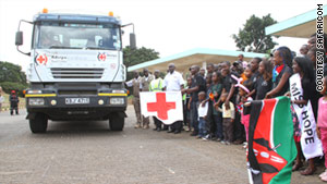 Kenyans flag off a shipment of citizen-funded food headed to the north, which is facing a drought.