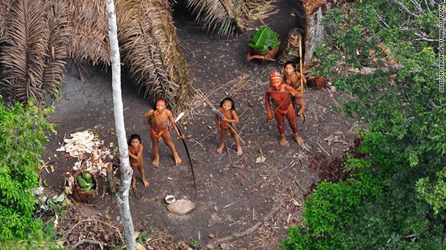 Recently photographed uncontacted tribe in Western Brazil (photo courtesy of CNN)