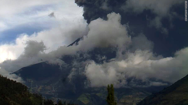 An explosion of Tungurahua volcano can be seen from Guadalupe observatory in Tungurahua province, Ecuador, Tuesday.