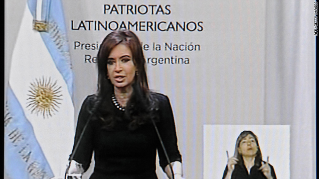 A TV grab shows Argentine President Cristina Fernandez de Kirchner announcing her re-election bid Tuesday.