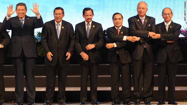 The leaders of the Association of Southeast Asia Nations (ASEAN) stand together for a group photo in Jakarta on Saturday.