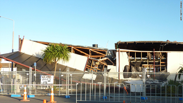 A general view shows quake-damaged buildings in Christchurch, New Zealand, on Monday.