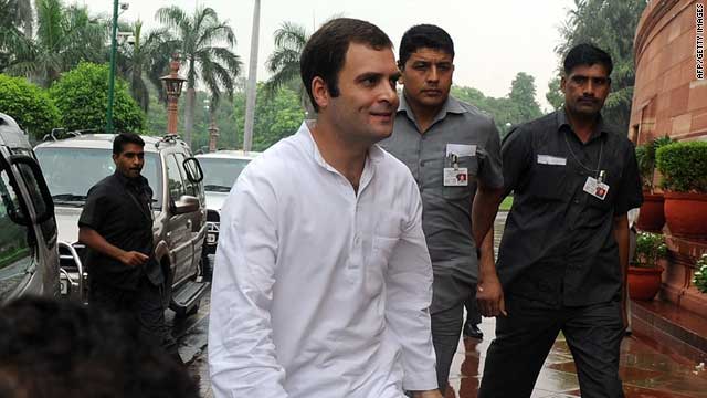 Rahul Gandhi, the general secretary of India's governing Congress party, arrives at Parliament in New Delhi on Friday.