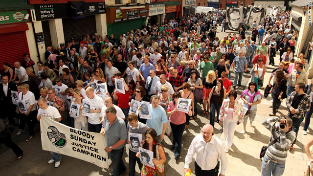 Members of the Bloody Sunday Justice Campaign march in Londonderry, Northern Ireland in 2010.