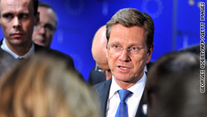 German Foreign Minister Guido Westerwelle has refused to comment on whether NATO should take a leading role in enforcing U.N. resolution 1973.