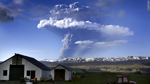 A cloud of smoke and ash is seen over the Grimsvotn volcano in Iceland on Saturday, May 21.