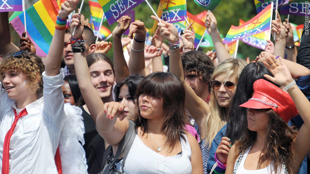 People celebrate during a gay pride march this month in Strasbourg, France.