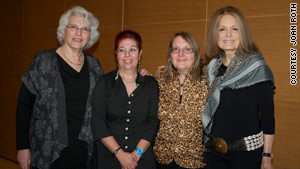From left to right, are Rochelle Saidel, Nava Semel, Sonja Hedgepeth and Gloria Steinem in Brooklyn, New York.