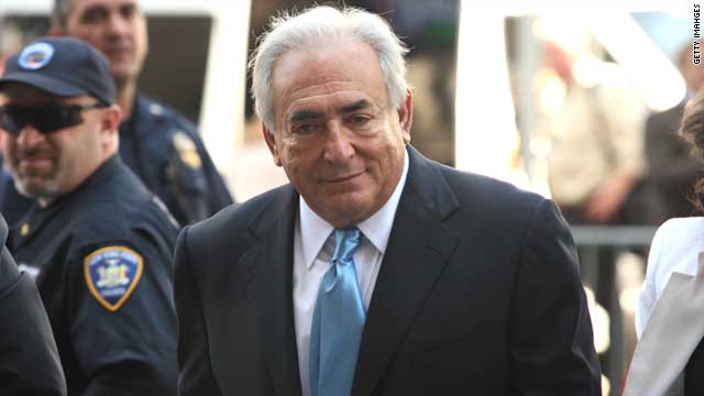Former IMF chief Dominique Strauss-Kahn arrives at a Manhattan courthouse Friday in New York City.