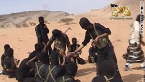 A screen shot of a video posted on the Internet in 2010 shows militants from al Qaeda in the Arabian Peninsula.