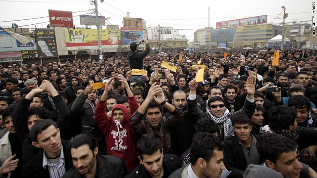 Iraqi Kurdish protesters demonstrated against the government in the city of Sulaimaniya on Sunday.