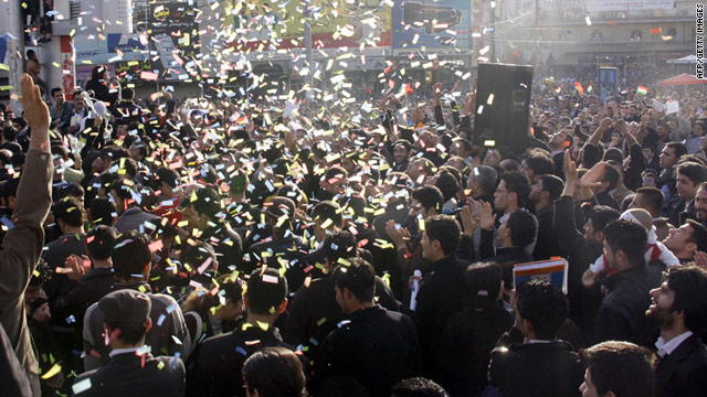 Kurdish protesters demonstrate against the government in the town of Sulaimaniyah in northern Iraq on February 23, 2011.