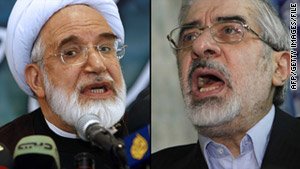 Mehdi Karrubi and Mir Hossein Moussavi and their wives have not been arrested, government sources say.