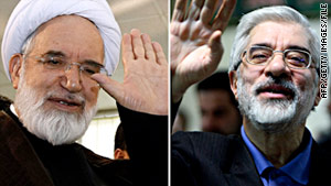 Iranian opposition leaders Mehdi Karrubi, left, and Mir Hossein Moussavi are the subject of arrest rumors.