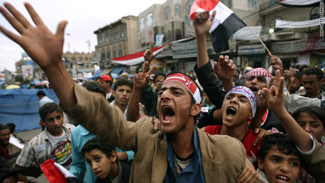 Protesters in Yemen have demanded President Ali Abdullah Saleh's removal. Here, demonstrators march in Sanaa this month.