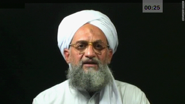 A frame grab from a videotape aired 05 August 2006 on the Al-Jazeera television network shows Ayman al-Zawahiri.