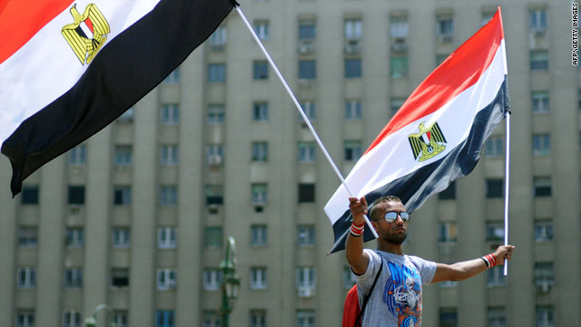 An Egyptian man protesting in Cairo's Tahrir Square on July 11, despite recent concessions made by Egypt's prime minister.