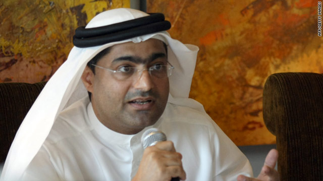 One of the activists on trial is Ahmed Mansou, pictured here at a press conference in Dubai in January 2011.