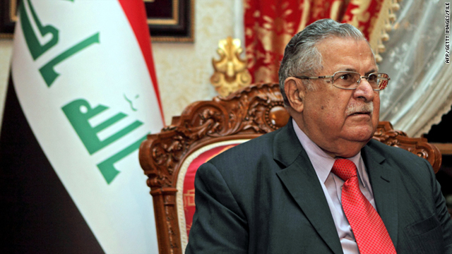 Iraqi President Jalal Talabani, pictured in this file photo taken December 22, 2010, said leaders agreed on a U.S. training mission.