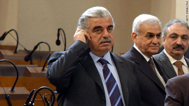 Rafiq Hariri during a parliament session in Beirut 14 Feruary 2005, moments before he was killed in a huge explosion.