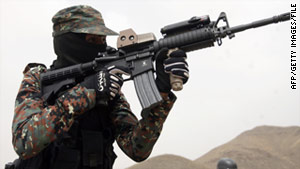 A Yemeni soldier takes part in counter-terrorism exercises in Abyan province in July.
