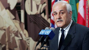 U.N. envoy Riyad Mansour said he hopes Palestinian President Abbas will make an announcement Monday.