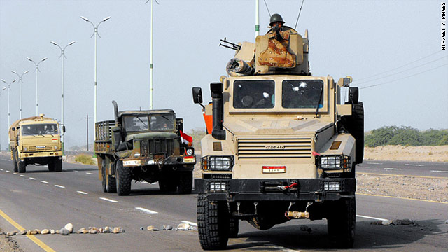 Yemeni troops patrol the streets after freeing Zinjibar, Abyan province, from al Qaeda suspects.
