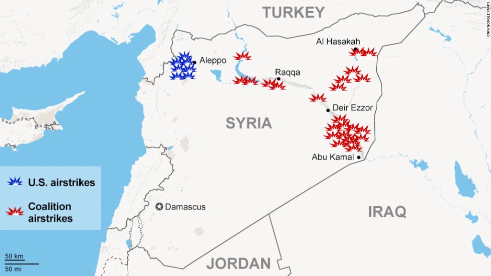 Airstrike locations in Syria