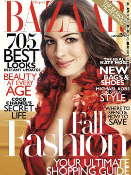Anne Hathaway covers the August issue of Harper's Bazaar