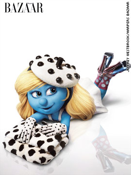 Smurfette models accessories in Harper's Bazaar