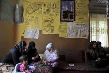 Women receive life-skill and literacy classes in the Afghan shelters run by Women for Afghan Women.