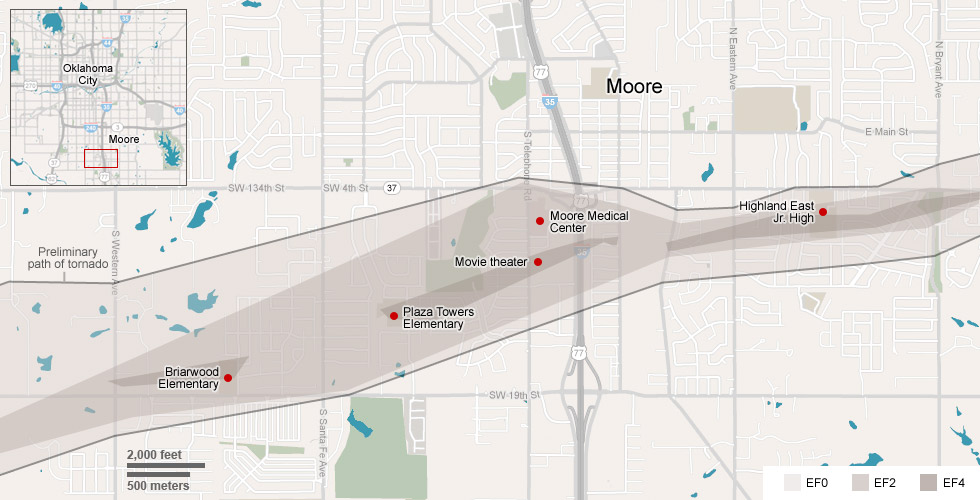 moore tornado path