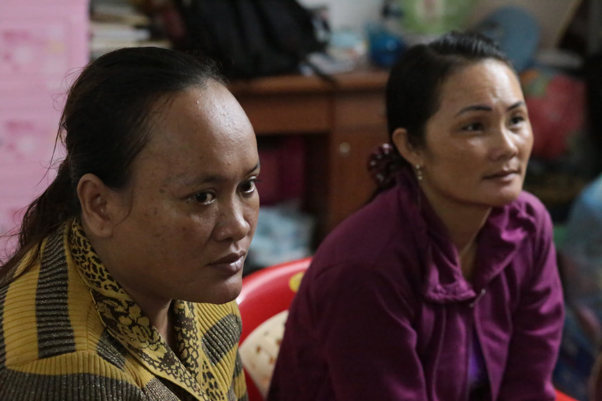 Sephak's mother Ann (left), and Kieu's mother Neoung, are cousins and live nearby each other. Like many mothers in Svay Pak, when times were tough for their families financially, they saw selling their daughters' virginity as a way to make money. Both say they now regret the decision.