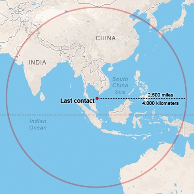 Map Malaysia Airlines Flight 370